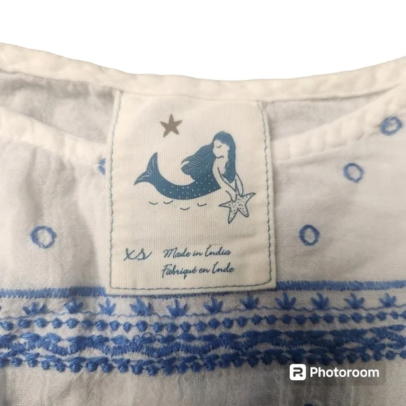 Anthropologie Mermaid Meadowbrook White Blouse Embroidered Top Sz XS - Picture 4 of 10